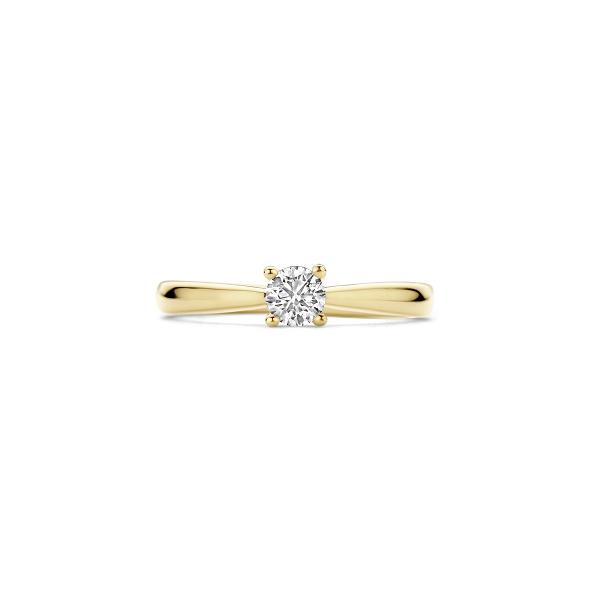 Nærbillede af Blush solitaire-ring i 14 kt guld med 0,35 ct labgrown diamant – sofistikeret klassisk stil