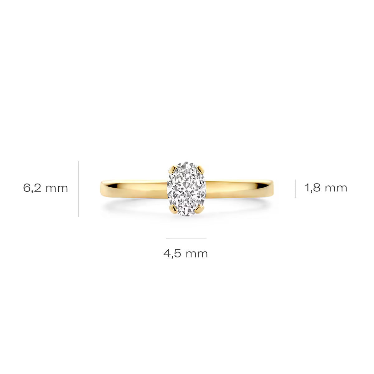 Blush 14 kt guld solitaire-ring med 0,50 ct oval labgrown diamant – perfekt til forlovelse eller jubilæum