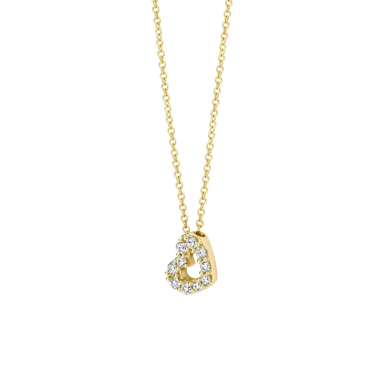 Blush collier med hjerteformet 0,14 ct labgrown diamant i 14 kt gult guld – tidløst og feminint design