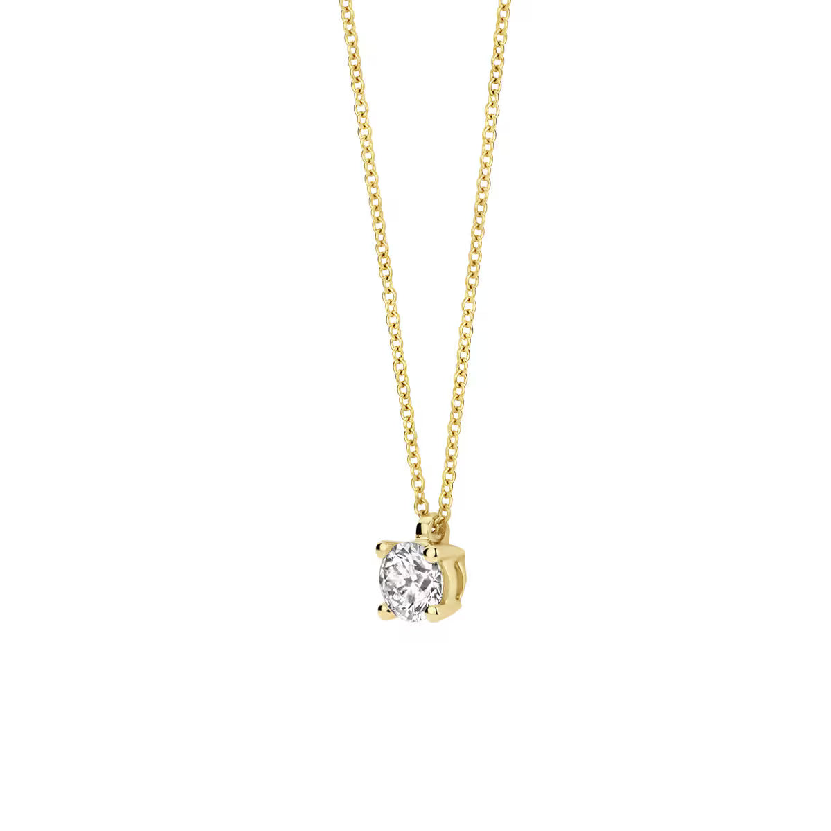 Blush collier med rundslibet 0,30 ct labgrown diamant i 14 kt gult guld – tidløst feminint design