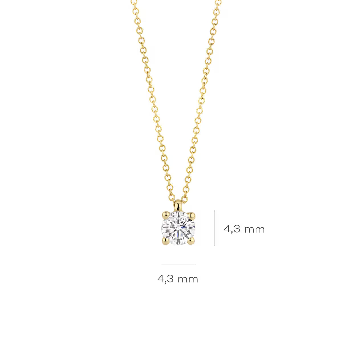 Nærbillede af Blush collier i 14 kt guld med 0,30 ct labgrown diamant – enkel luksus med glans
