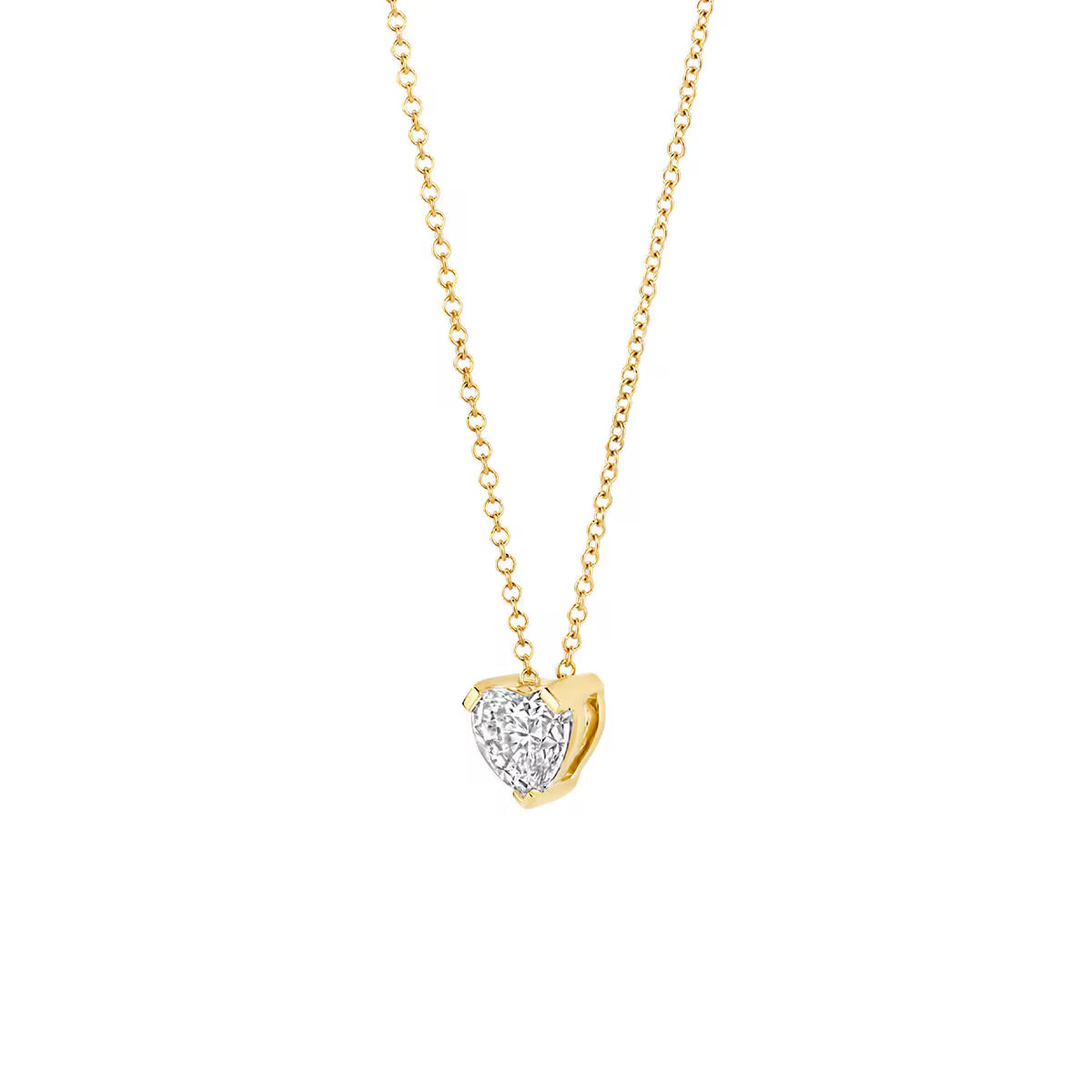 Blush collier i 14 kt guld med hjerteformet 0,50 ct labgrown diamant – elegant halskæde fra siden