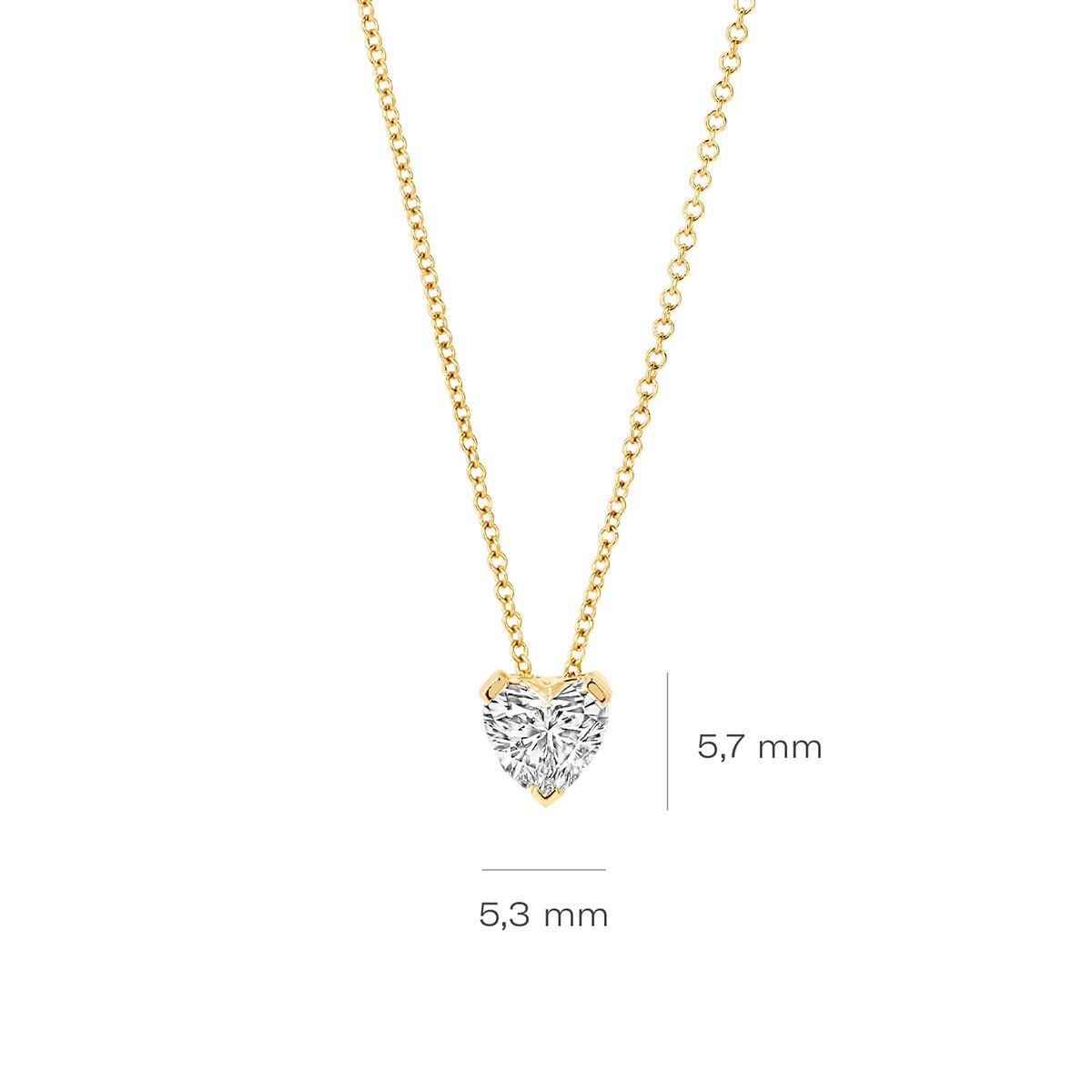 Blush collier med hjerteformet labgrown diamant på 0,50 ct i 14 kt gult guld – måler 5,3 x 5,7 mm