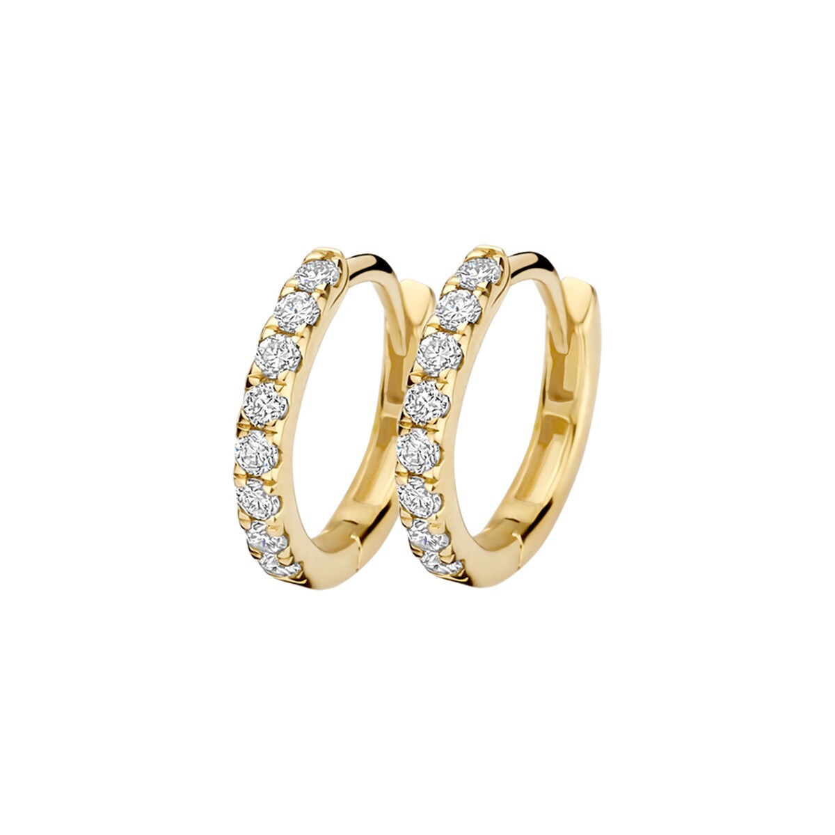 Blush creoler i 14 kt guld med 2 x 0,12 ct pavé-satte labgrown diamanter – elegant klassisk design