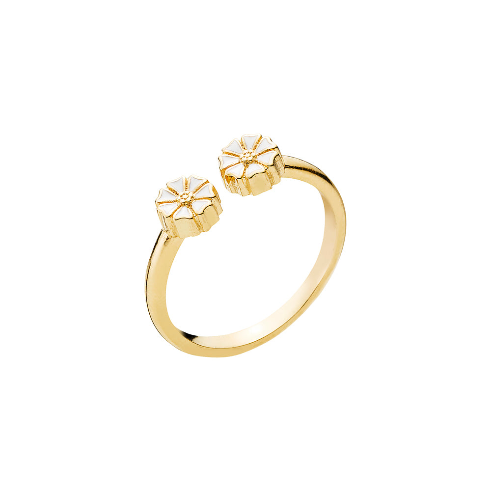 Marguerit åben ring med 2x5mm forgyldt 925, i silver, til female, fra Lund Copenhagen
