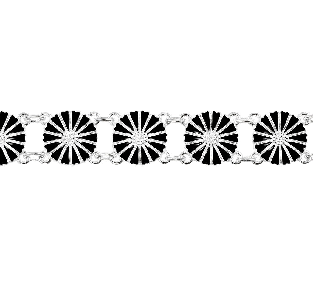 Marguerit armbånd med 13x11mm sort emalje 925, i silver, til female, fra Lund Copenhagen