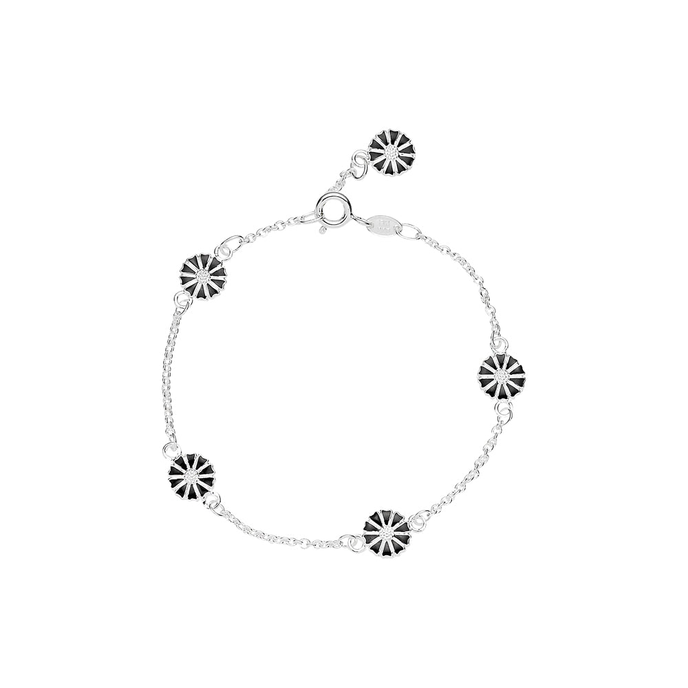 Marguerit armbånd med 5x7,5mm marg.17-19cm sort sort emalje 925, i silver, til female, fra Lund Copenhagen