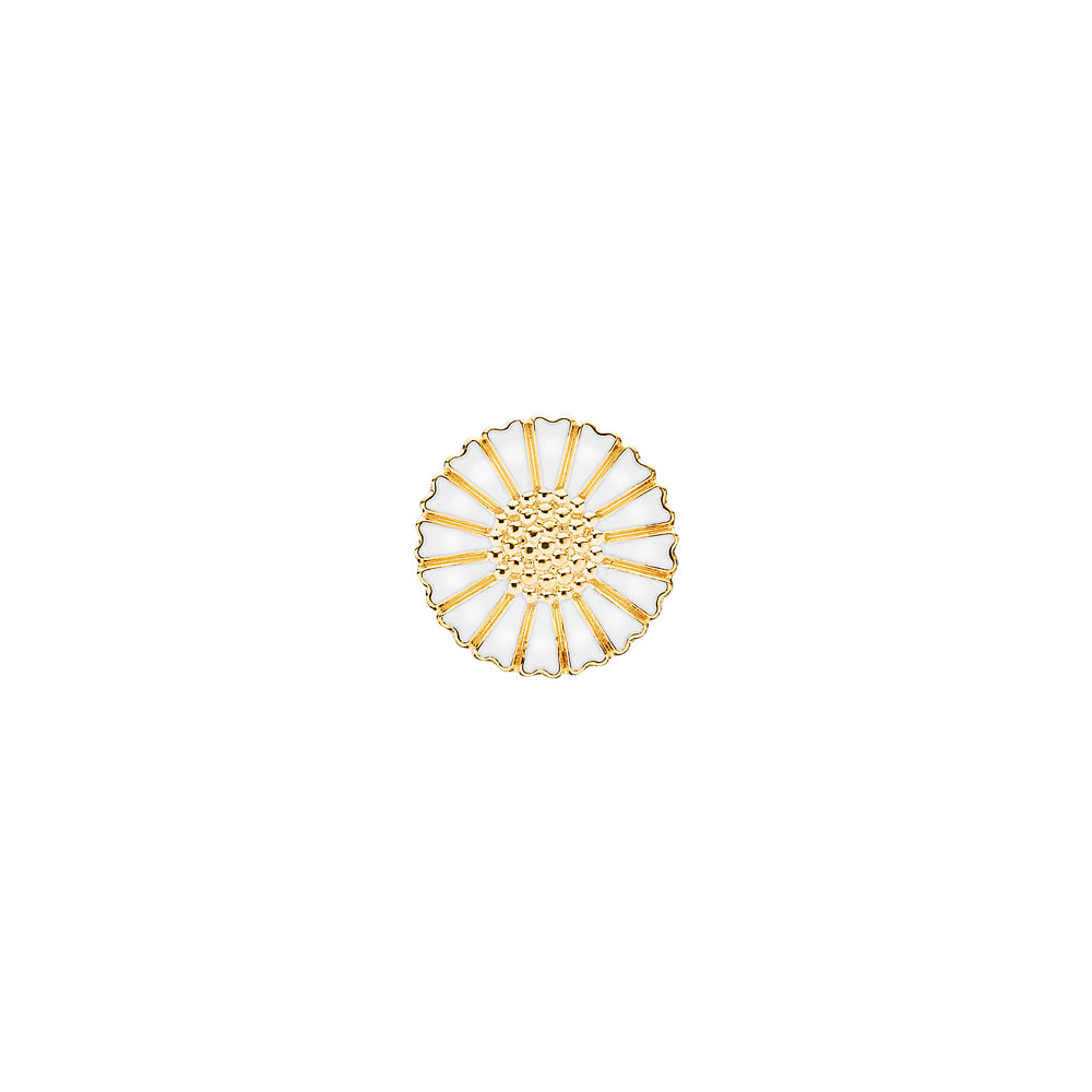Marguerit broche forgyldt med 1x18mm hvid emalje 925 – Smykke i sølv fra Lund Copenhagen – Varenr. 904018-M