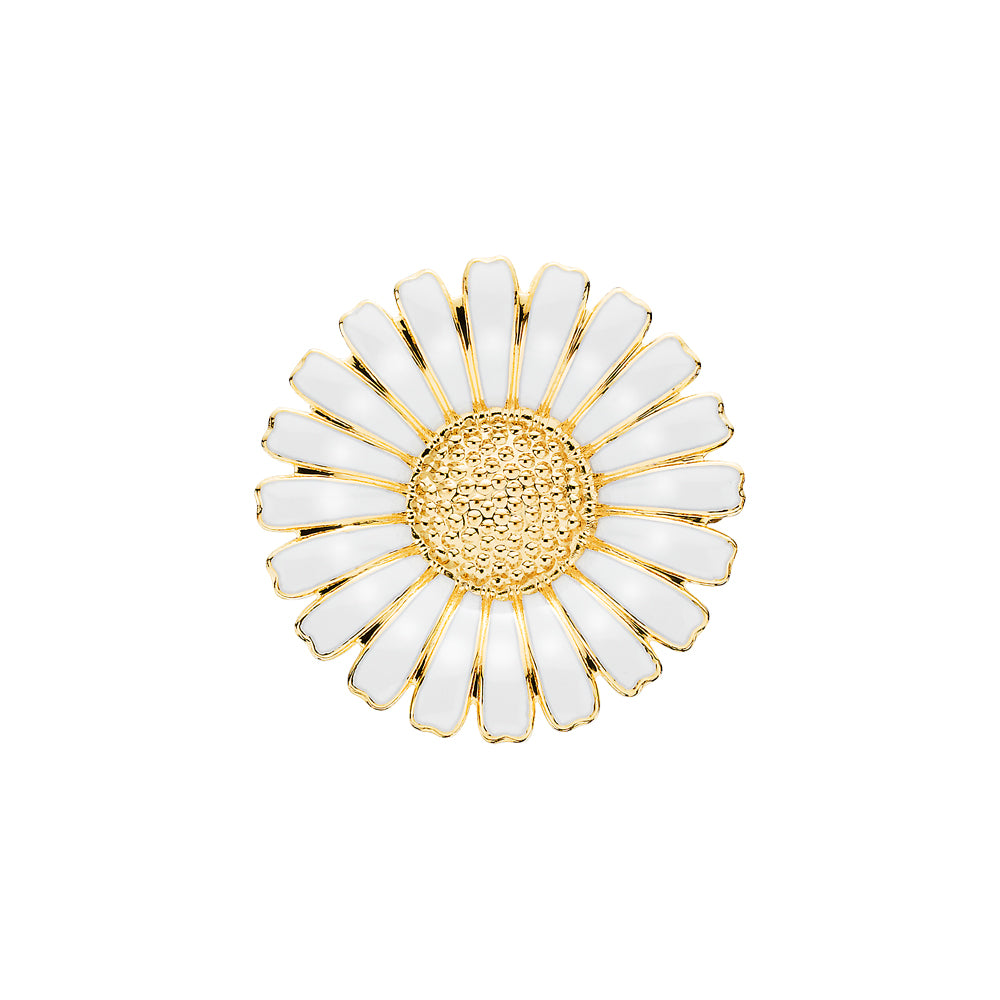Marguerit broche forgyldt med 1x36mm hvid emalje 925 – Smykke i sølv fra Lund Copenhagen – Varenr. 904036-M