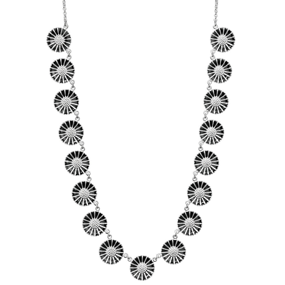 Marguerit collier med 17x18mm 50cm sort emalje 925, til female, fra Lund Copenhagen