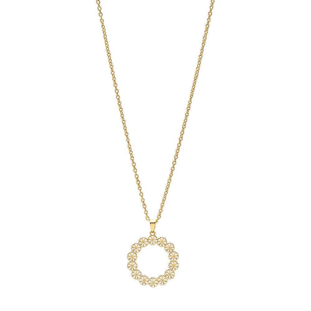 Marguerit collier med vedhæng rundt 14x5mm forgyldt 45cm 925, til female, fra Lund Copenhagen