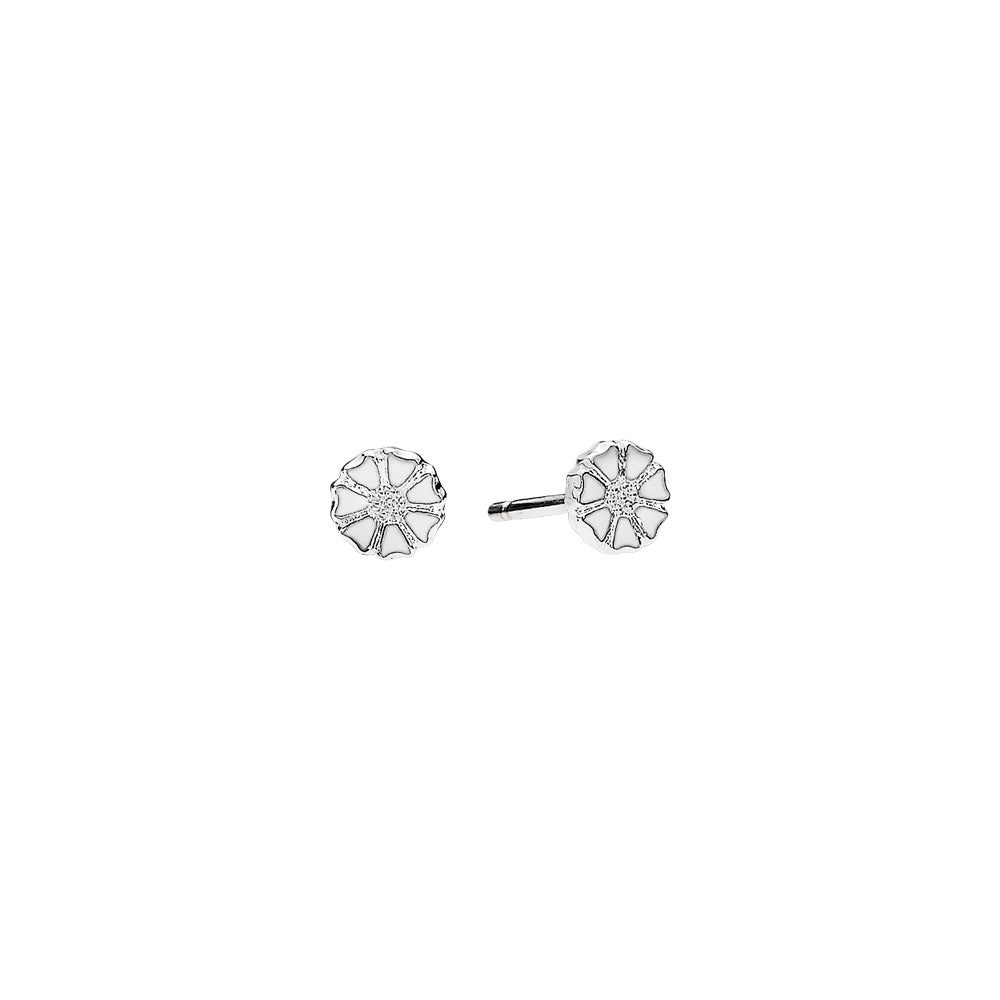Marguerit ørestik mikro 5mm med hvid emalje 925, til female, fra Lund Copenhagen
