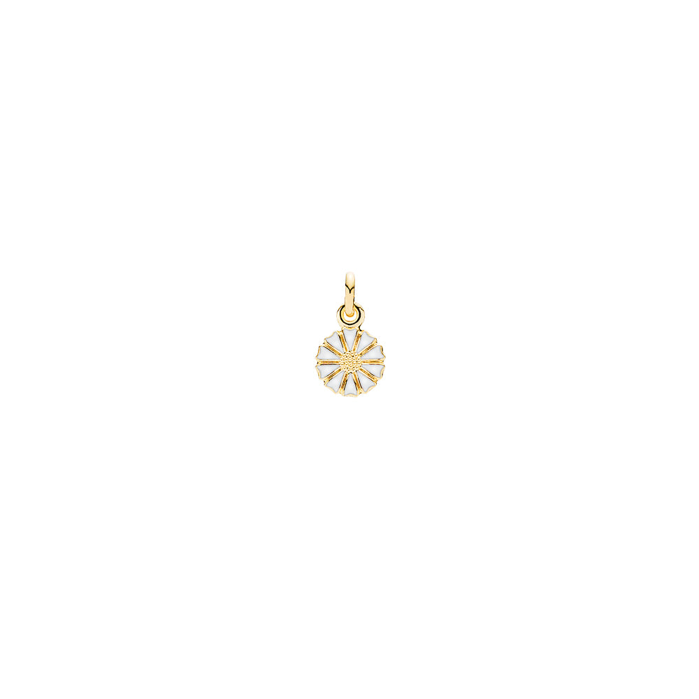 Marguerit vedhæng 7,5mm hvid emalje forgyldt 925, i enamel, til female, fra Lund Copenhagen