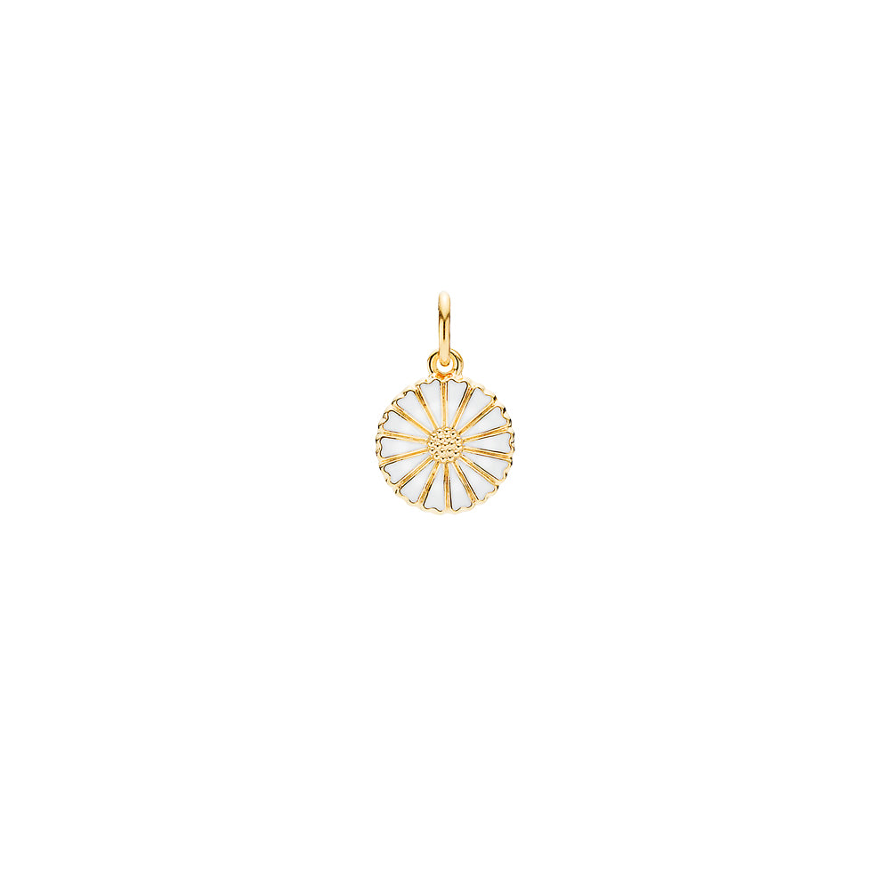 Marguerite vedhæng 11mm forgyldt hvid emalje 925, i silver, til female, fra Lund Copenhagen