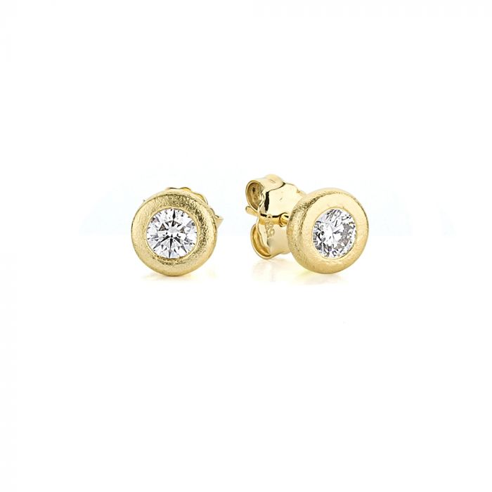 NURAN DOT ØRERINGE 14KT 2x0,10ct, i red-gold, fra Nuran