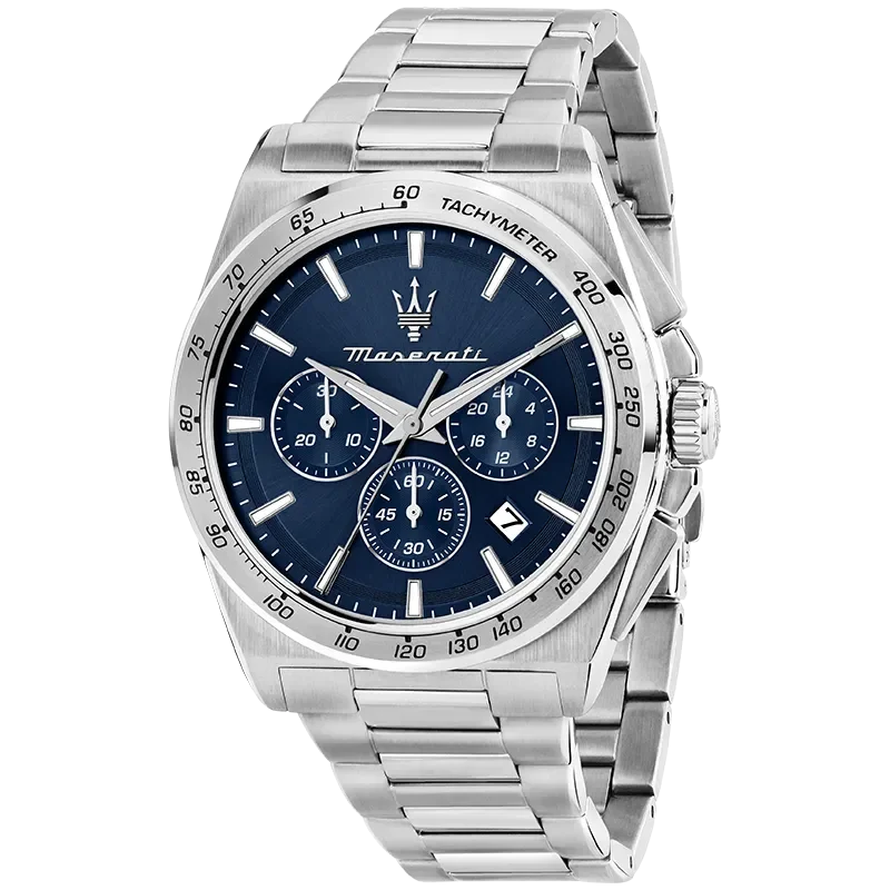 Maserati Velocità R8873652014 herreur med blå skive og stållænke set forfra