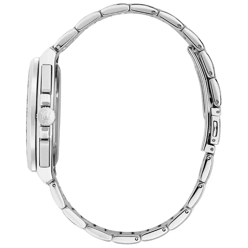 Sideprofil af Maserati Velocità R8873652014 med stållænke og kronedetalje