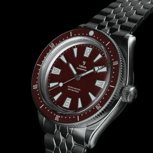 YEMA Skin Diver CMM.20 Bordeaux set forfra med Scales Slim stållænke