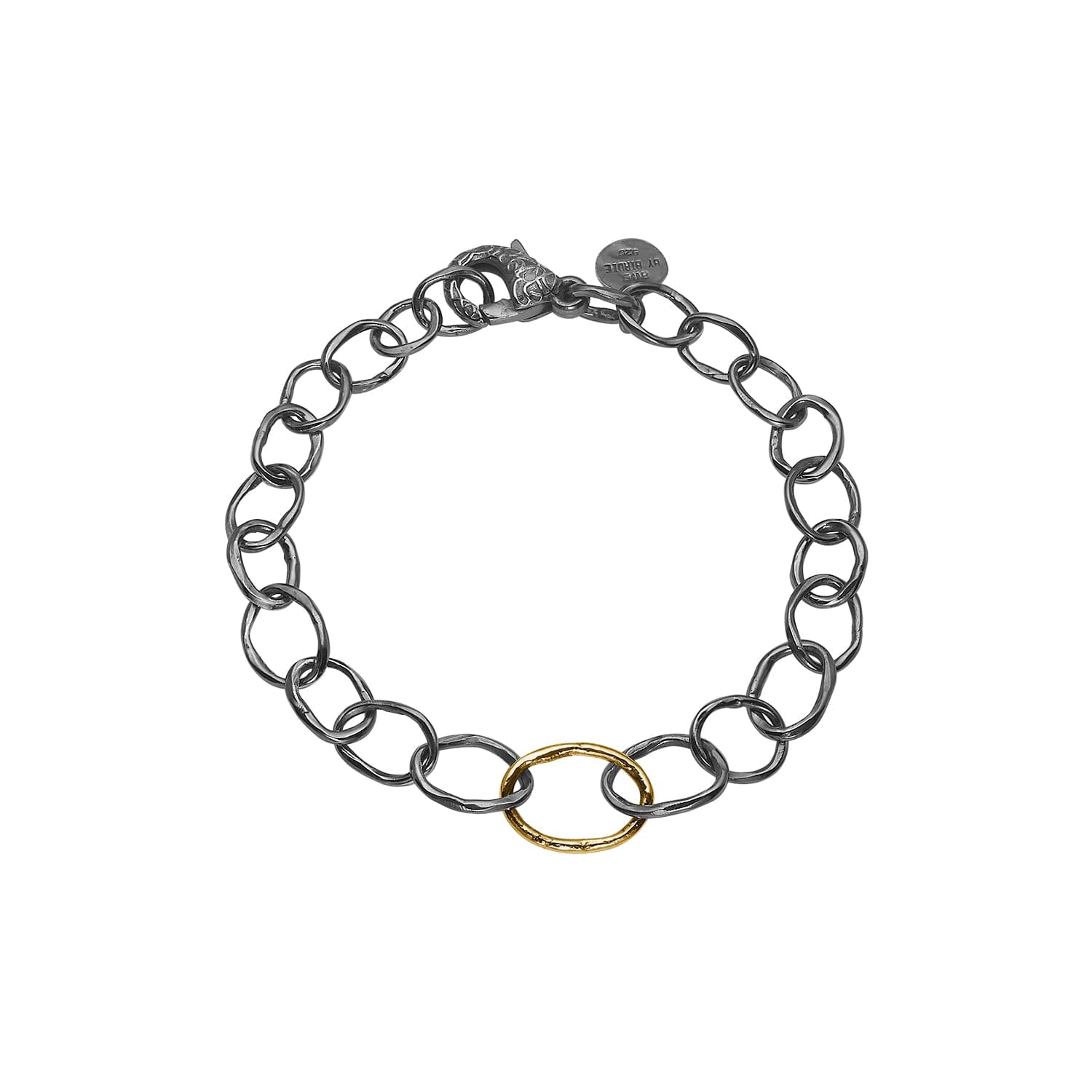 Apollo Slim Golden Link armbånd i 925 sterlingsølv med åbne 8-talsled og ét led med 18 karat guld.