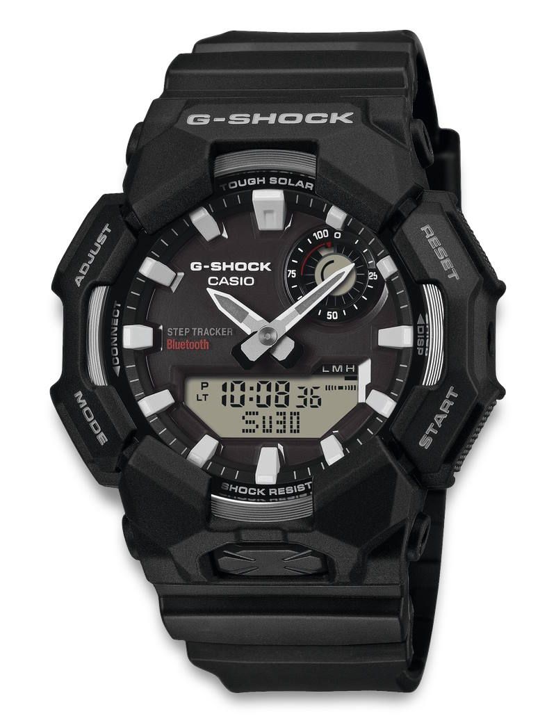 Casio G-SHOCK GA-B010-1AER sort herreur med analog-digital urskive, sort resinurkasse og rem, Tough Solar, Bluetooth, skridttæller, Carbon Core Guard og 20 bar vandtæthed.