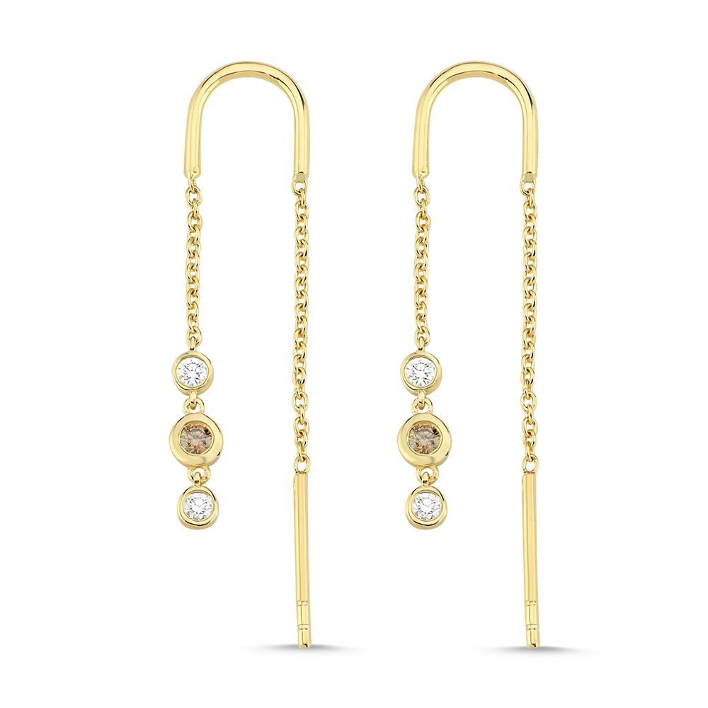 Nuran - Champagne Øreringe 14kt m. dia