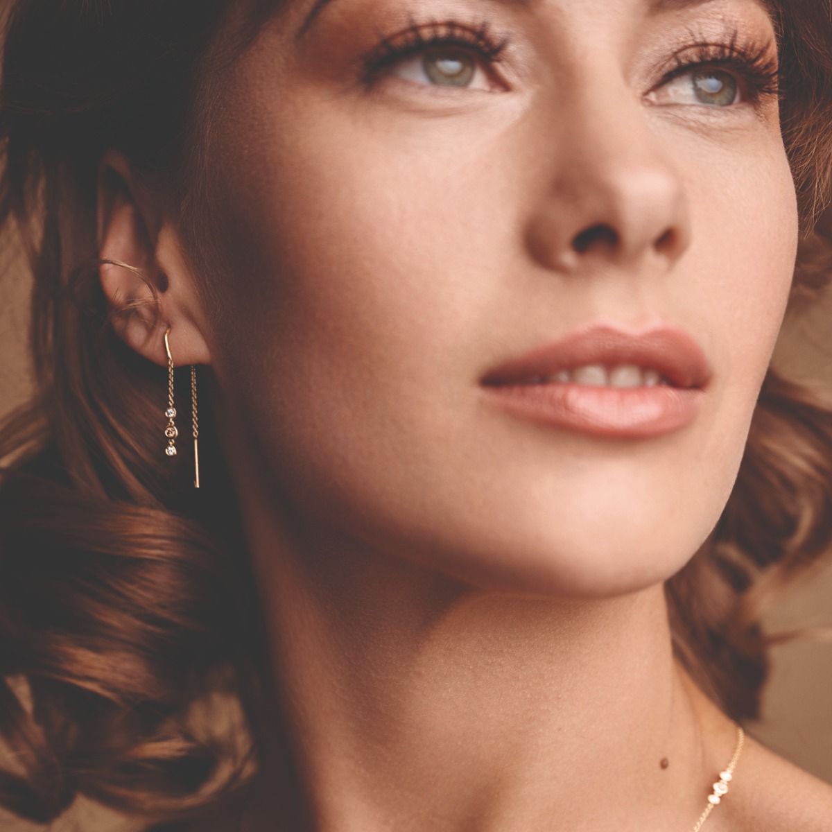 Nuran - Champagne Øreringe 14kt m. dia