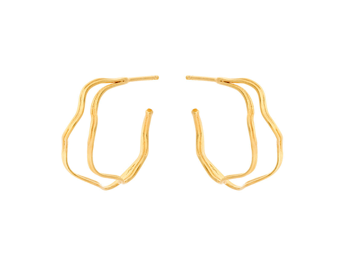 Pernille Corydon Small Double Wave Hoops, til female, fra Pernille Corydon