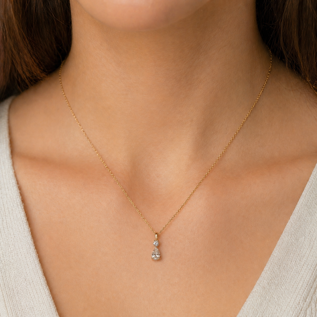 Starlight lab. diamond - 14kt Pear cut vedhæng 0,15+0,75ct