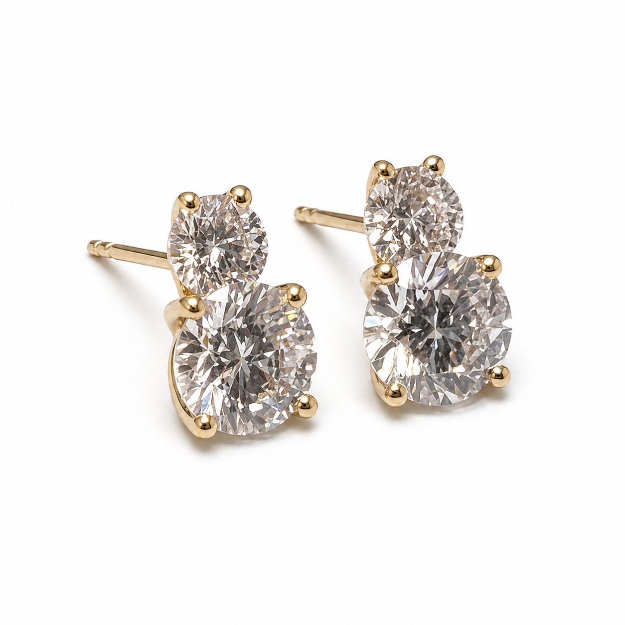 Starlight lab. diamond - 14Kt Round øreringe 0,30+1,00ct