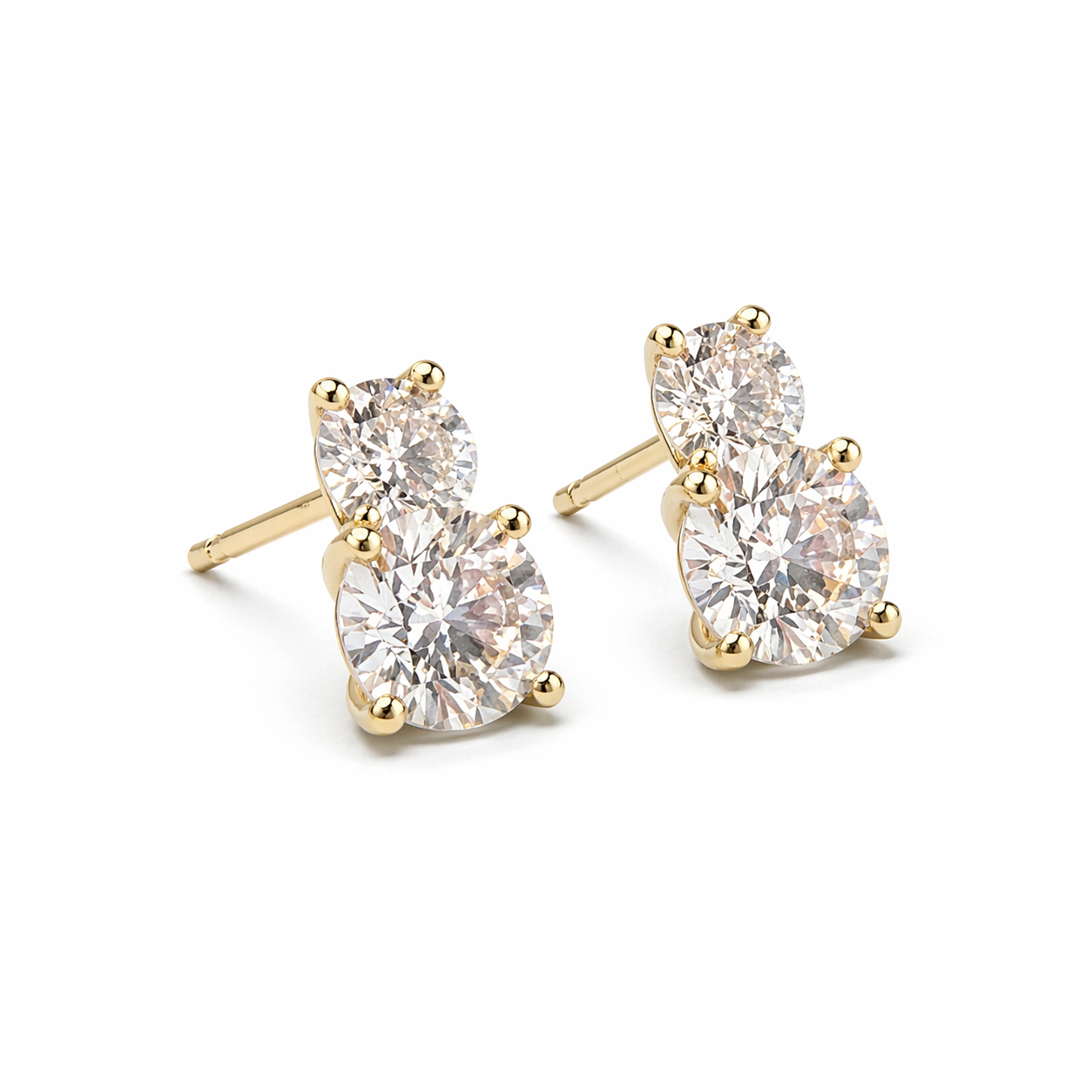 Starlight lab. diamond - 14Kt Round cut øreringe 0,15+0,50ct