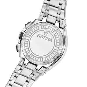 Festina Chrono Bike F20754/5 sideprofil med kraftig stålkasse, grøn lynette og 20 ATM vandtæthed.