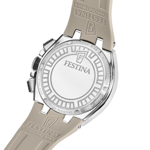 Festina Chrono Bike F20755/2 sideprofil med kraftig stålkasse, sort lynette og 20 ATM vandtæthed.