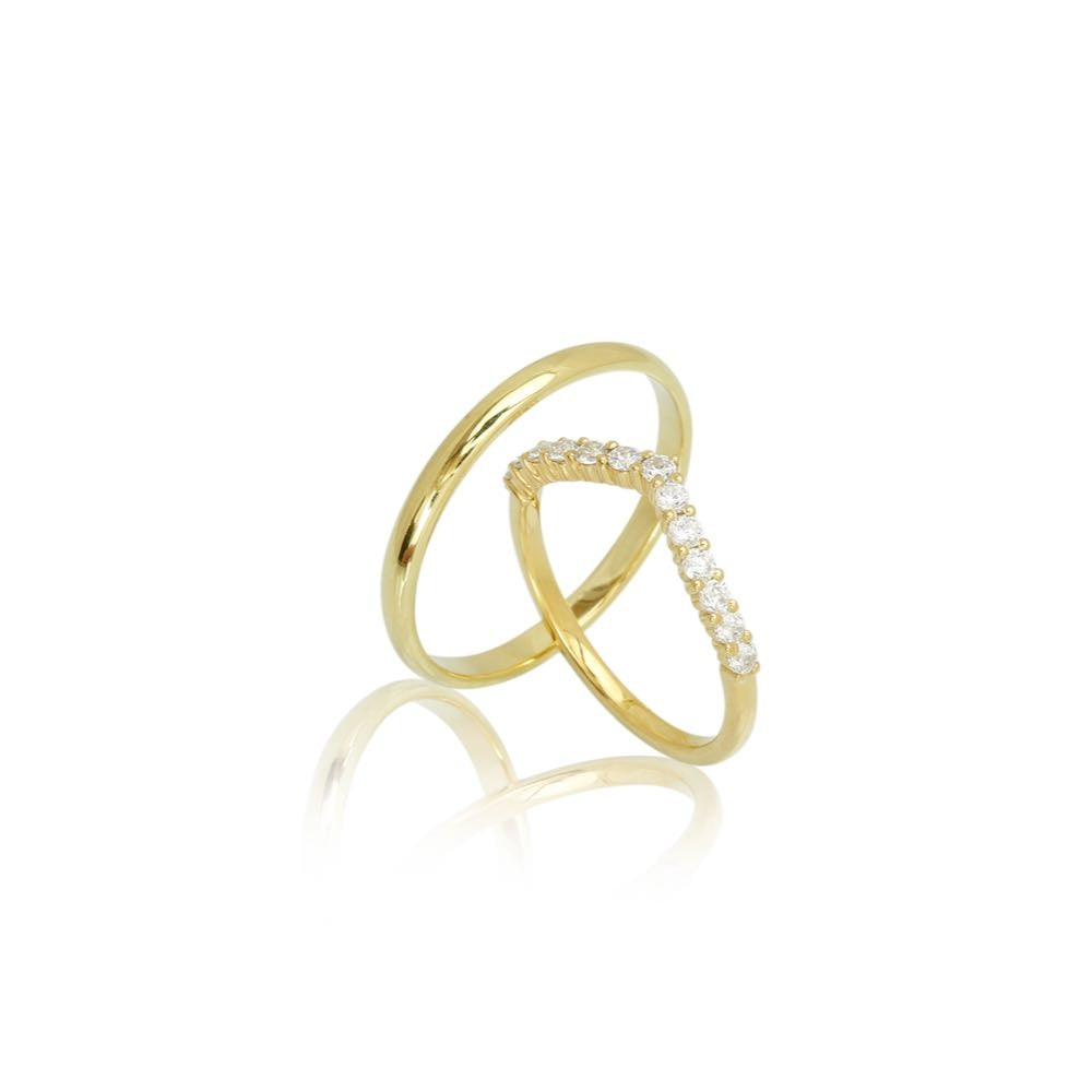 J.J Vielsesringe - V-Aligned-color-lab. 8kt - 0,39 ct, i gold; diamond, til unisex, fra jan Jørgensen Vielsesringe