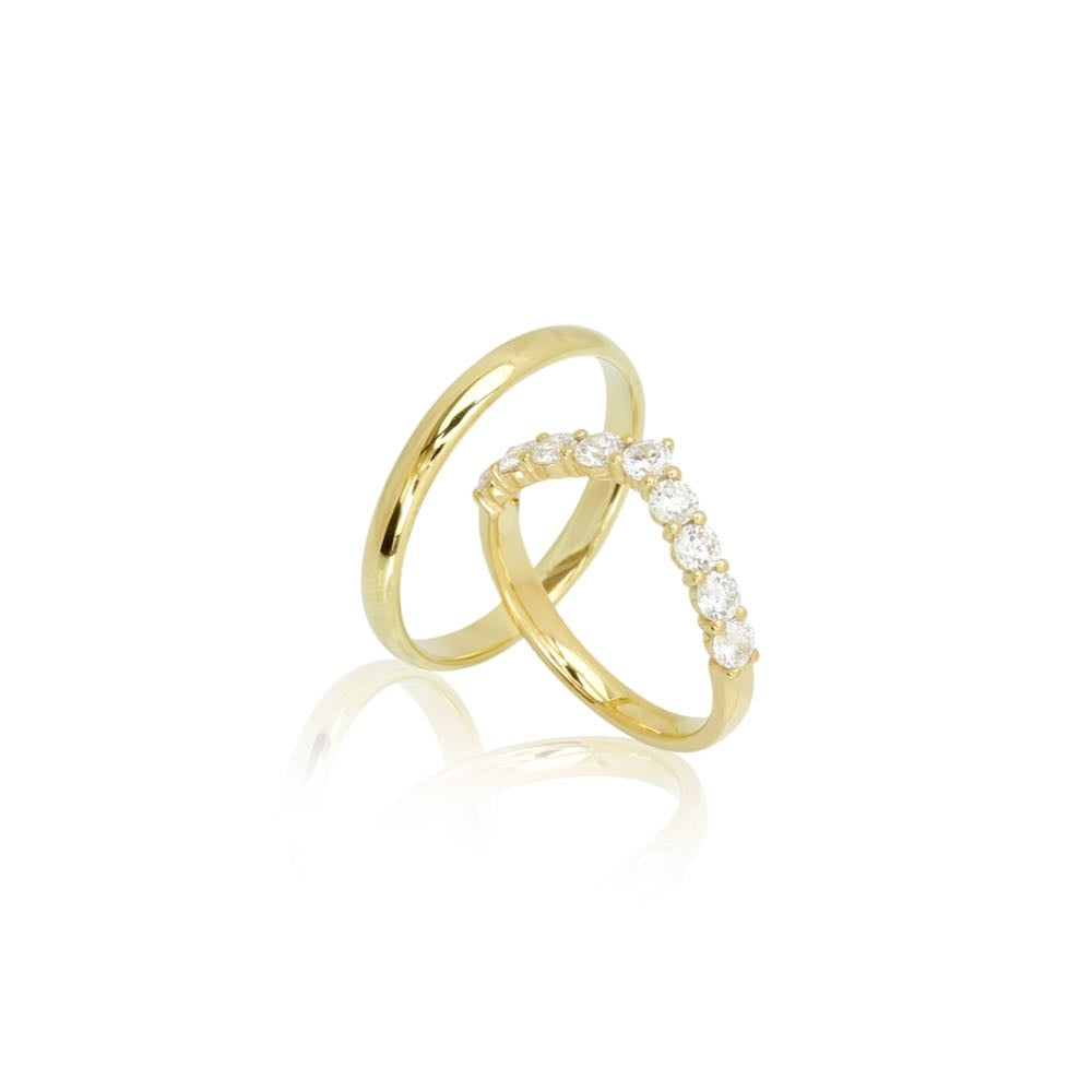 J.J Vielsesringe - V-Aligned-color-lab. 8kt - 0,90 ct, i gold; diamond, til unisex, fra jan Jørgensen Vielsesringe