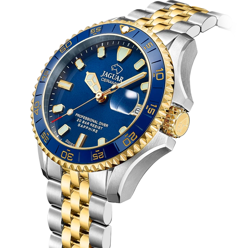 JAGUAR DIVER CERAMIC BLÅ STÅL/GULD