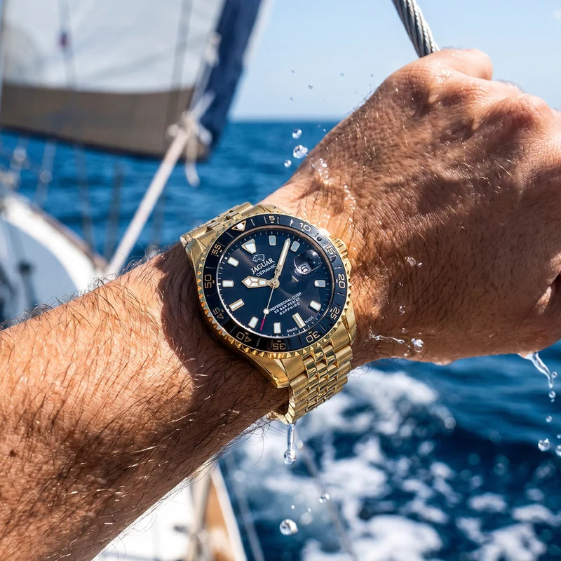 JAGUAR DIVER CERAMIC SORT GULD