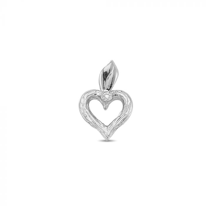 NURAN NATURE HJERTE 14 KT HVG, i white-gold, fra Nuran