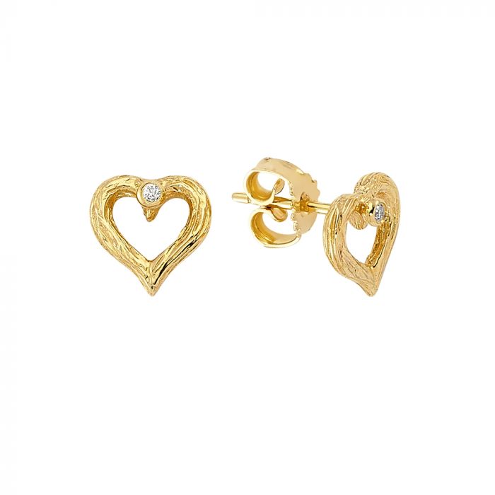 NURAN NATURE HJERTE ØRERINGE 14 KT, i red-gold, fra Nuran