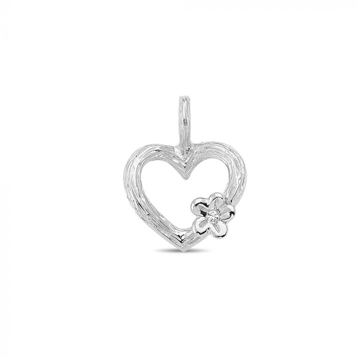 NURAN NATURE HJERTE VEDHÆNG 14 KT HVG, i white-gold, fra Nuran