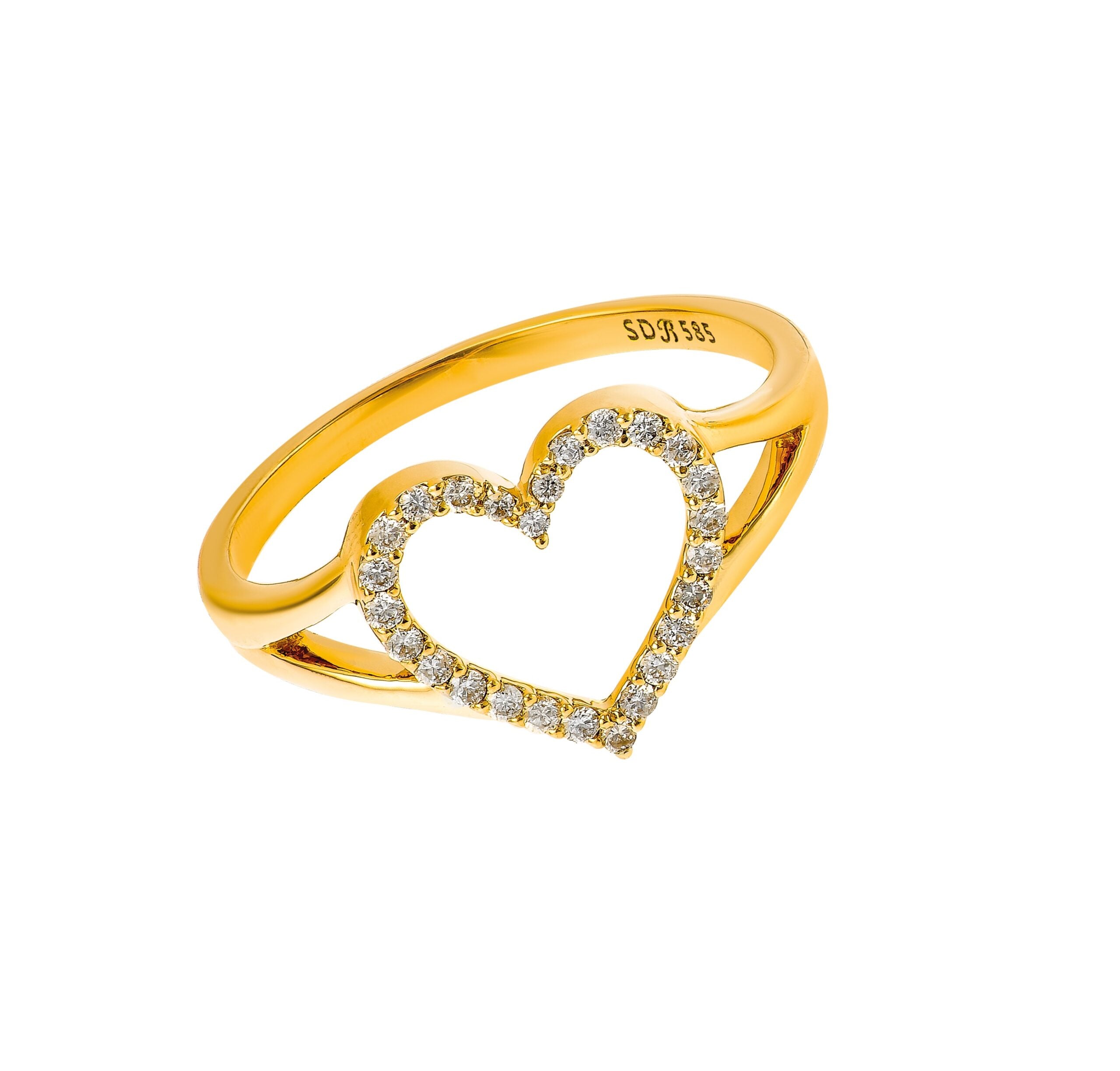 BLOMSTER HEART 2 RING 14KT, i gold, til other; female, fra Blomster Jewellery