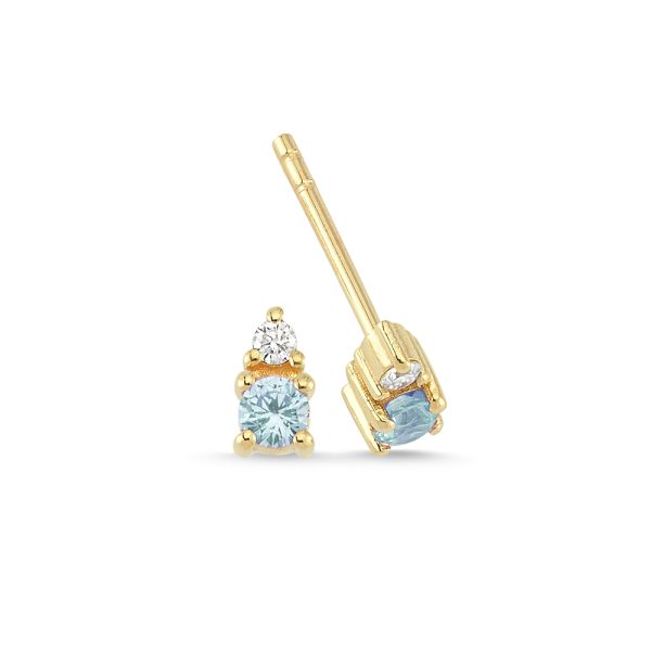 Nuran Petit Øreringe 14kt Blå Topas, i red-gold, til unisex, fra Nuran