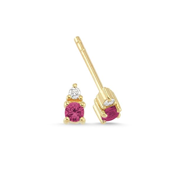 Nuran Petit Øreringe 14kt - Rubin, i red-gold, til unisex, fra Nuran