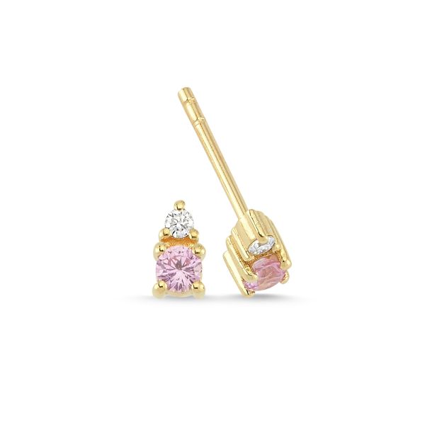 Nuran Petit Øreringe 14kt - Pink Safir, i red-gold, til unisex, fra Nuran