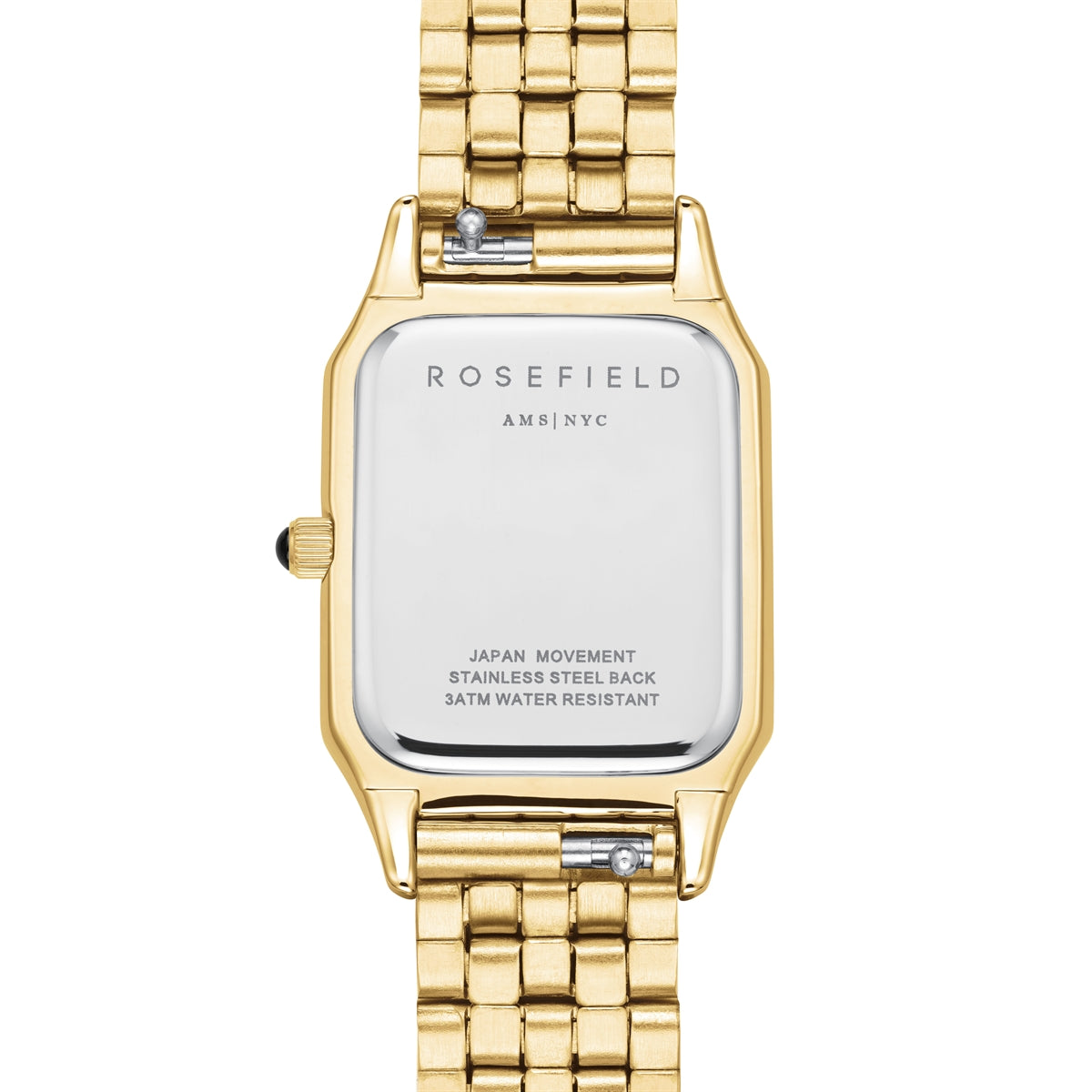 Rosefield Ivy OCBGSG-OC05 dameur med Sunray urskive, guldfarvet urkasse, guldfarvet stållænke, Miyota urværk, mineralglas og 3 ATM vandtæthed.