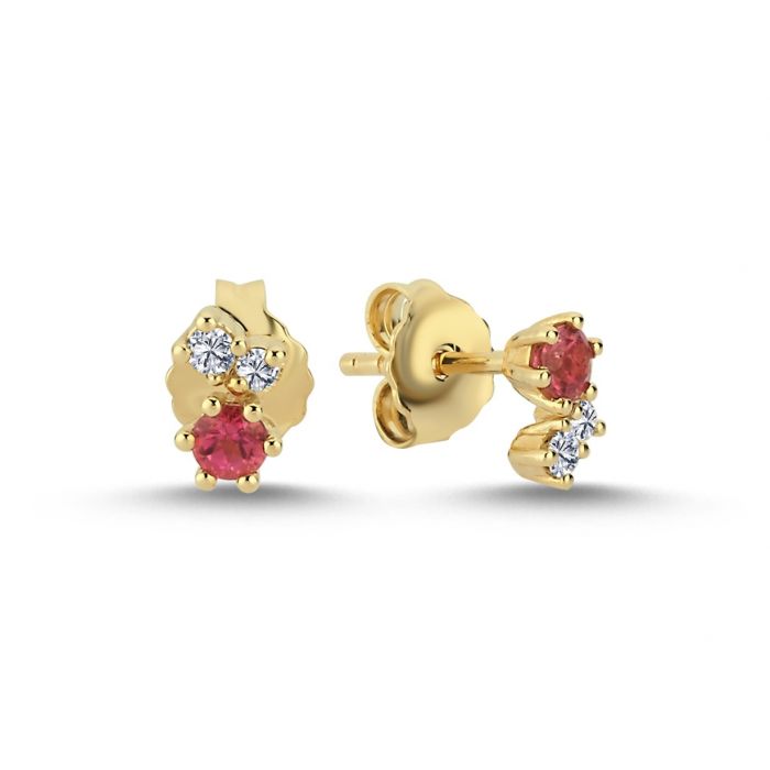 NURAN TWINKLE ØRESTIKKER TURMALIN 14KT, i red-gold, fra Nuran