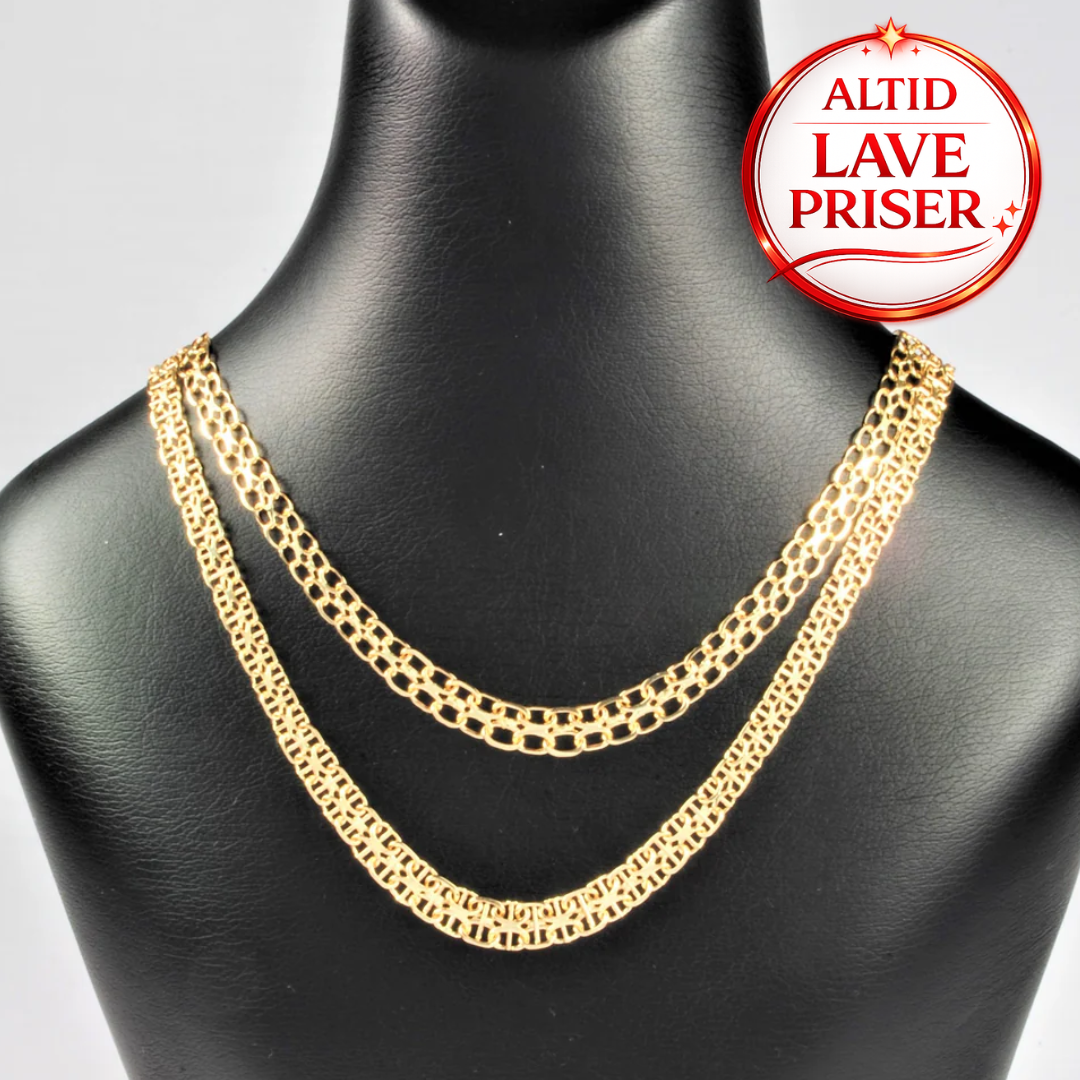 14Kt Guld X halskæde med stav 50cm