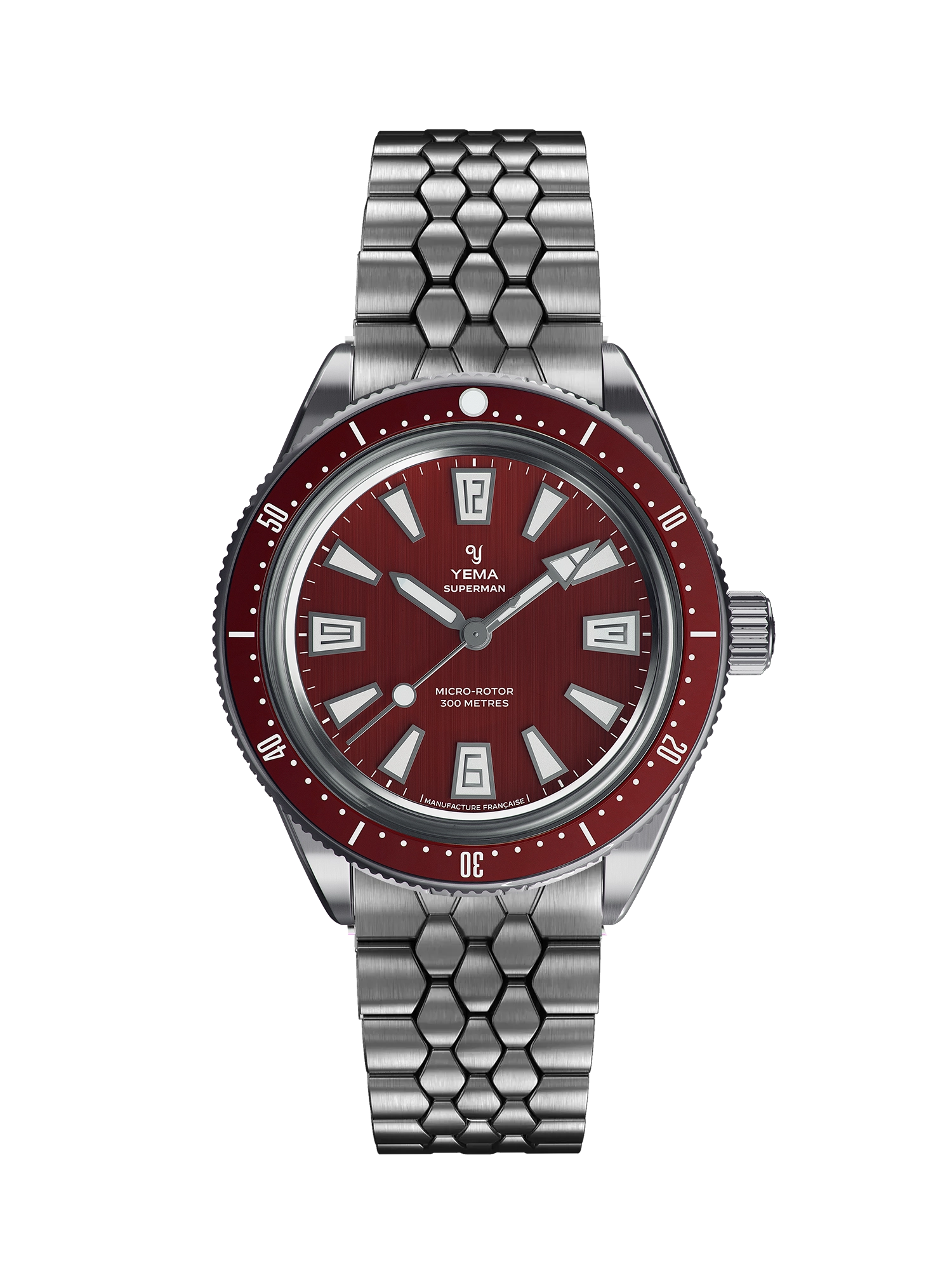 YEMA Skin Diver CMM.20 Bordeaux set forfra med Scales Slim stållænke