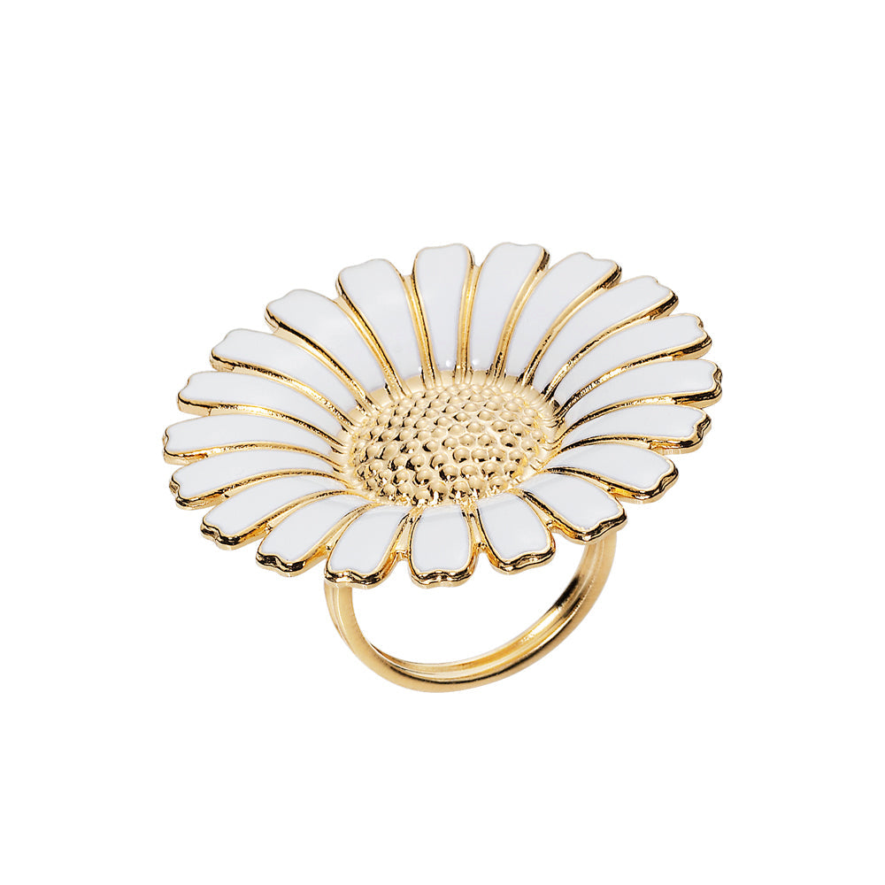 907036-m MARGUERIT RING 36MM 24 KT FORGYLDT HVID EMALJE 925