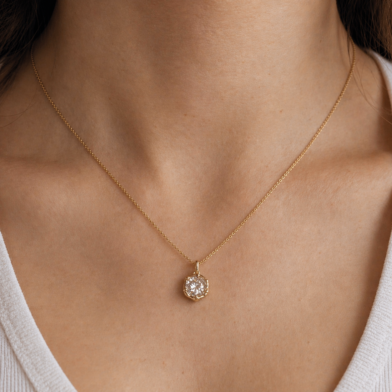 Petersen Jewels 14Kt Rustikt vedhæng med 1,00ct Labgrown Diamant