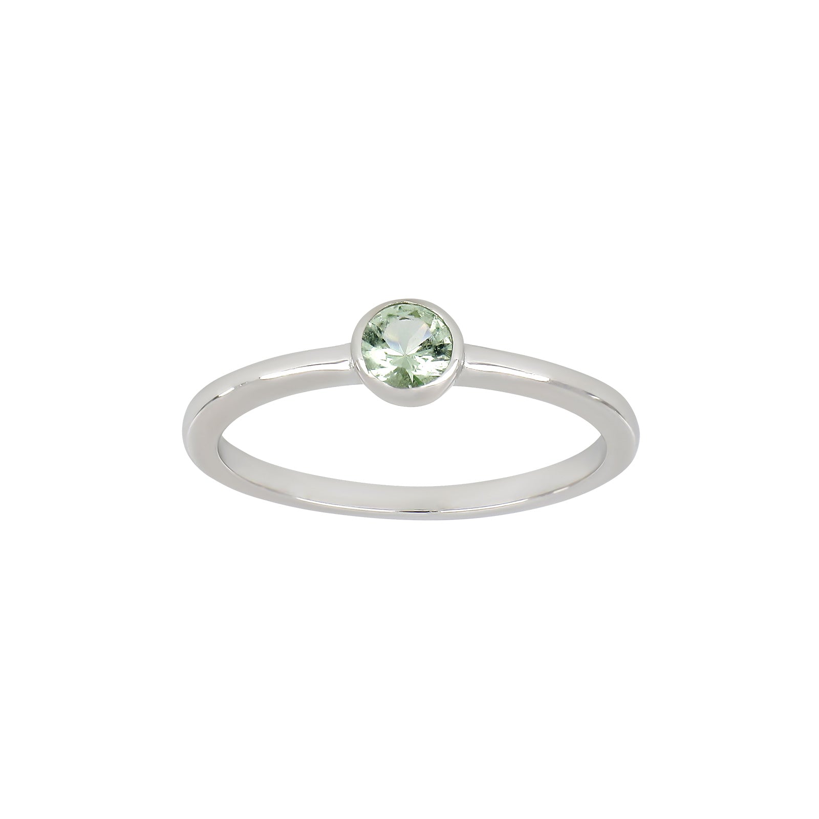 Rhd. sølv ring 4mm lysegrøn HILDANOR Str.52, fra Joanli Nor